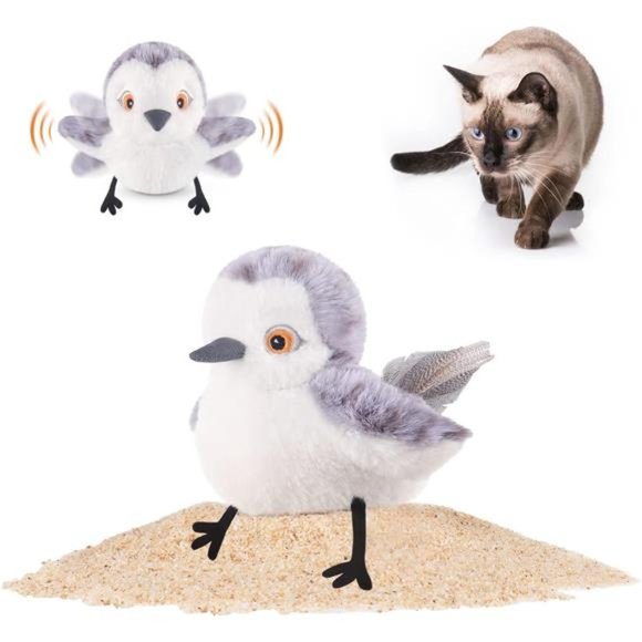 Cat Toys Flapping Bird (No Flying), Lifelike Sandpiper Chirp Tweet, Rechargeable - Picture 1 of 6